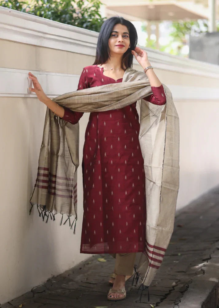 Maron Oxide Magic Salwar Suit