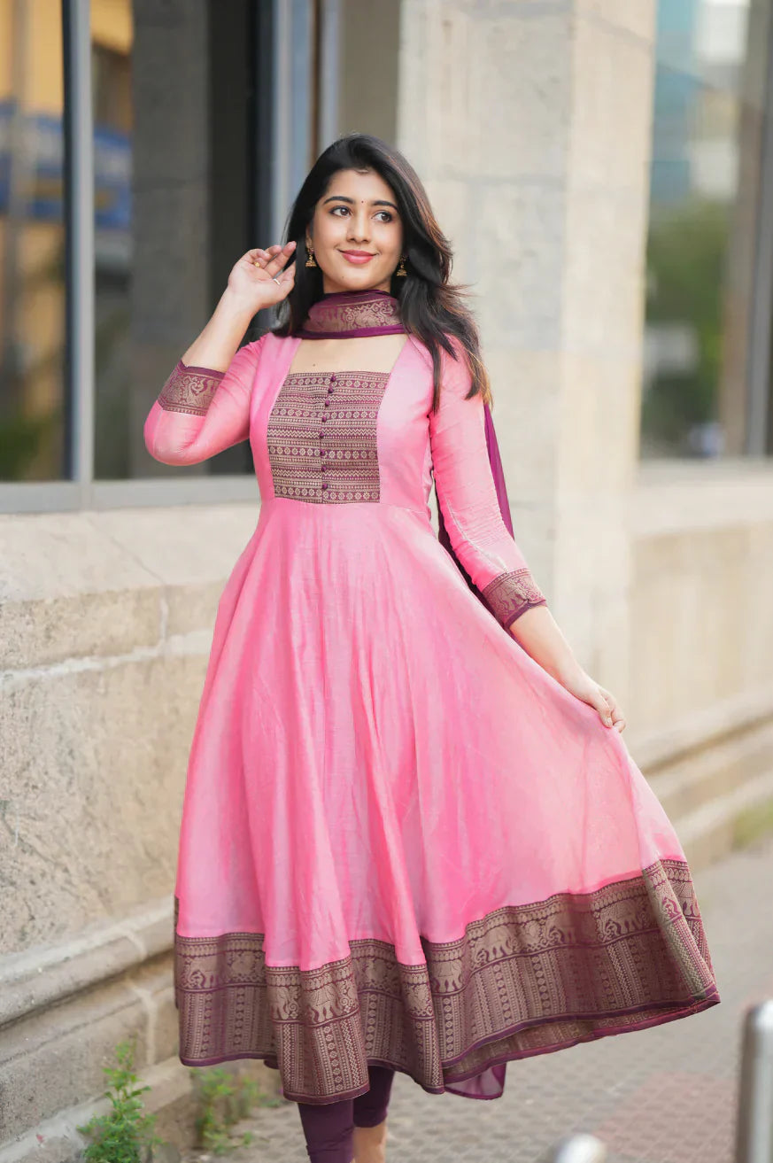 Menaka Series  collection Pure cotton temple Anarkali