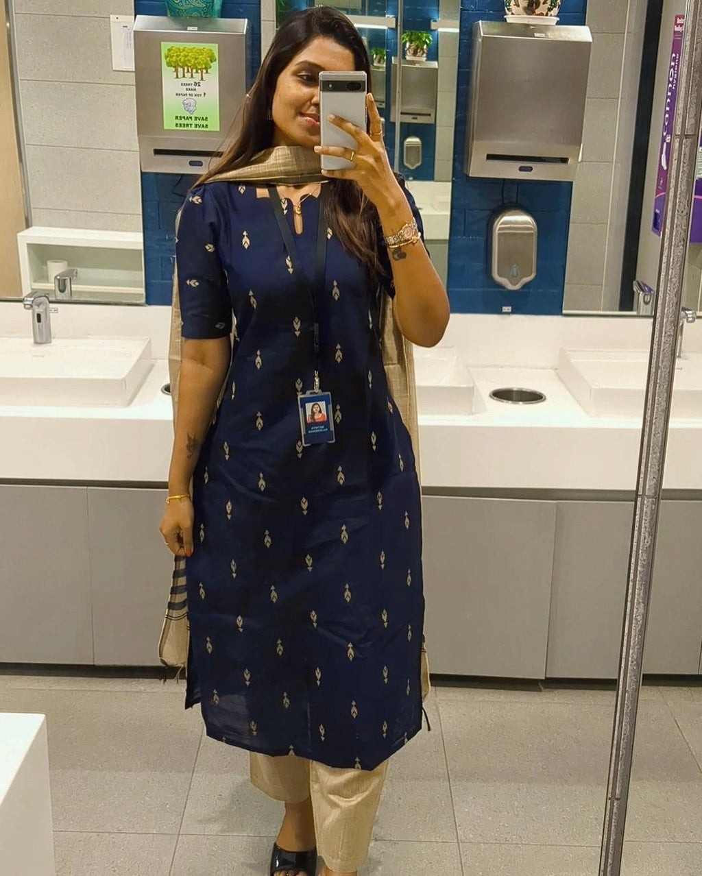 Blue Raw Silk Kurti Pant With Duppatta