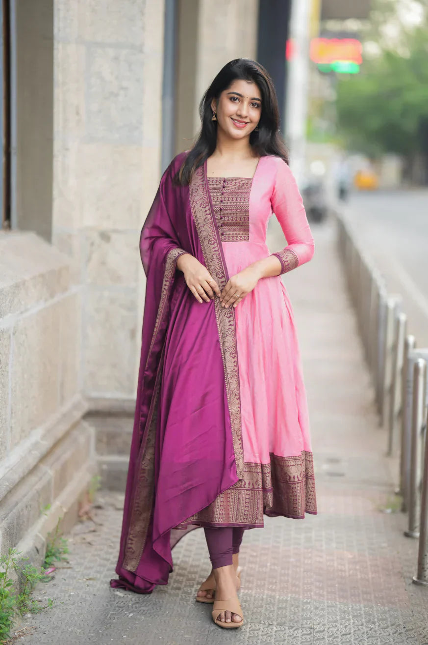 Menaka Series  collection Pure cotton temple Anarkali