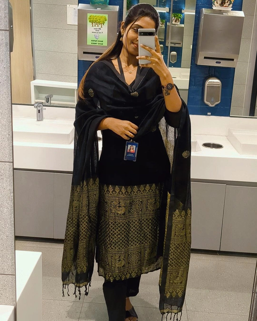 Shrungar Black Raw Silk Suit Set