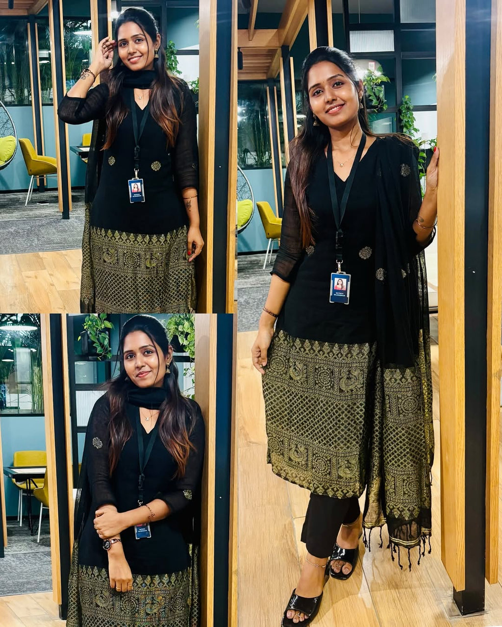 Shrungar Black Raw Silk Suit Set