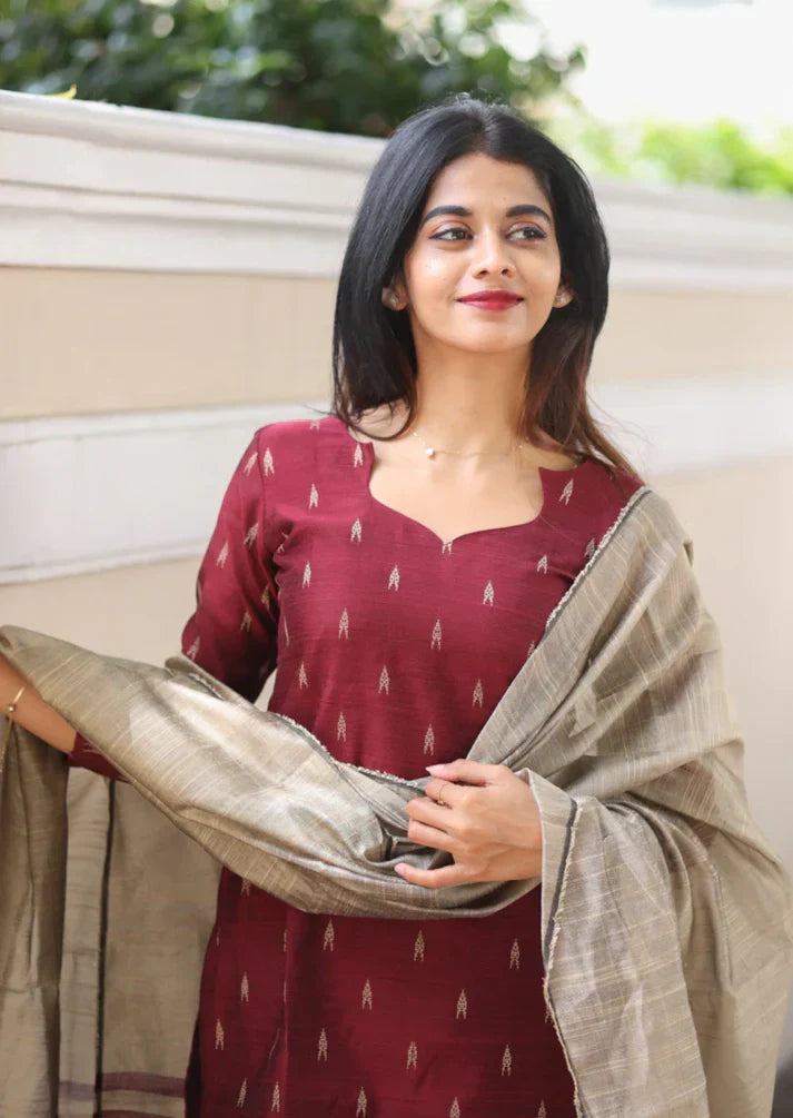 Maron Oxide Magic Salwar Suit